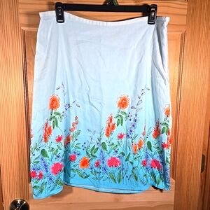 Vintage Crazy Horse Womens 18 Floral Sequined Skirt Midi Spring Summer Casual